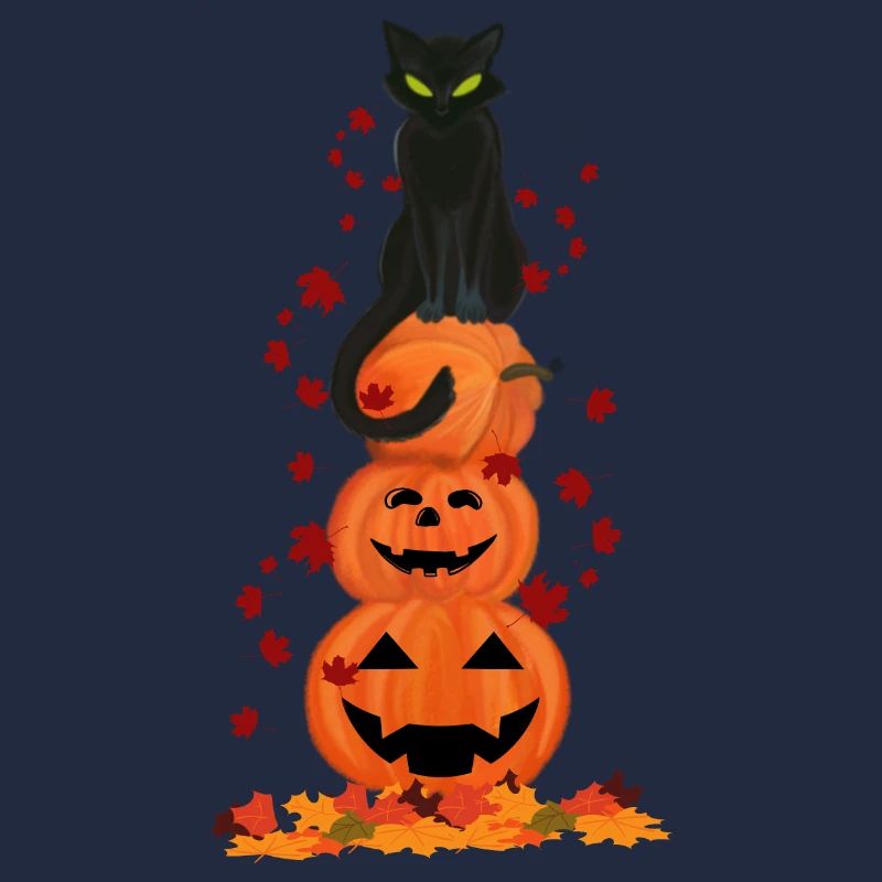 Halloween Design Laughing Pumpkin Chat Noir