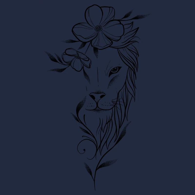 Lion floral dotwork art