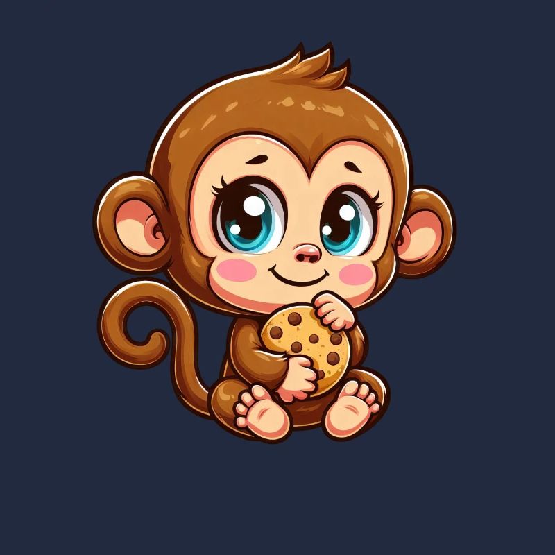 Mignon singe chimpanzé grignoter des biscuits dessin animé
