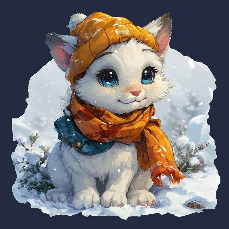 Chaton mignon en hiver