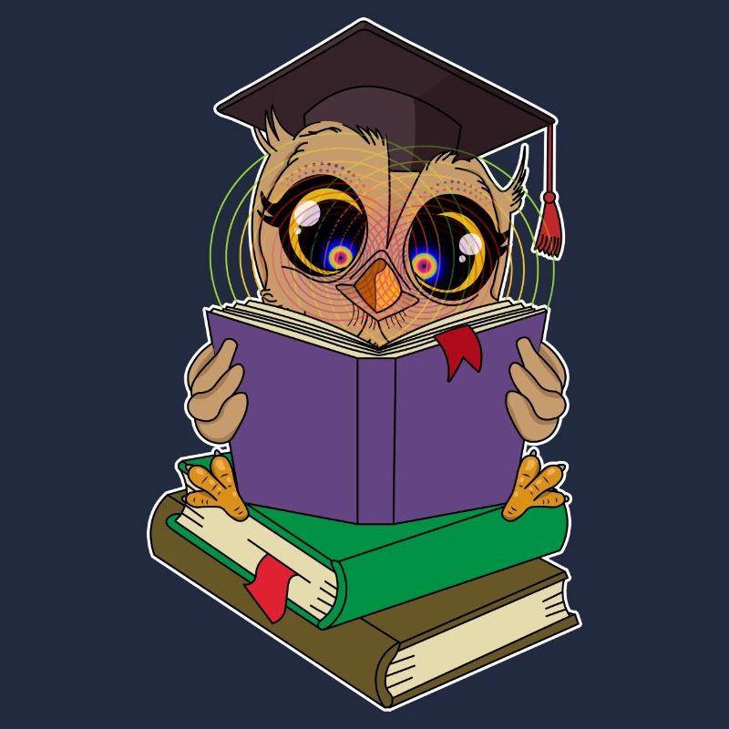 Lese Eule mit Büchern