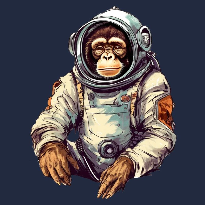 Space Monkey Retro Drawing
