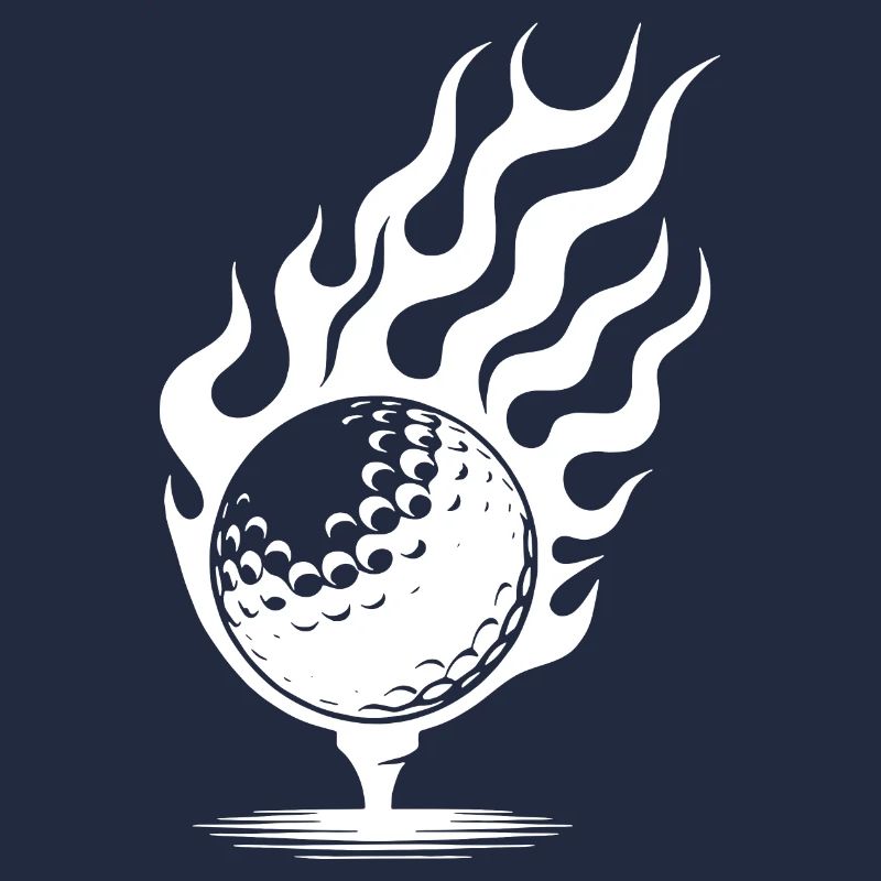 Balle De Golf Sur Tee Burning Fire Flames Style