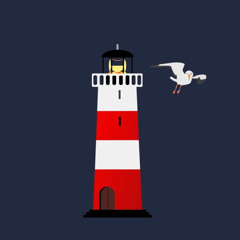 Leuchtturm und Möwe