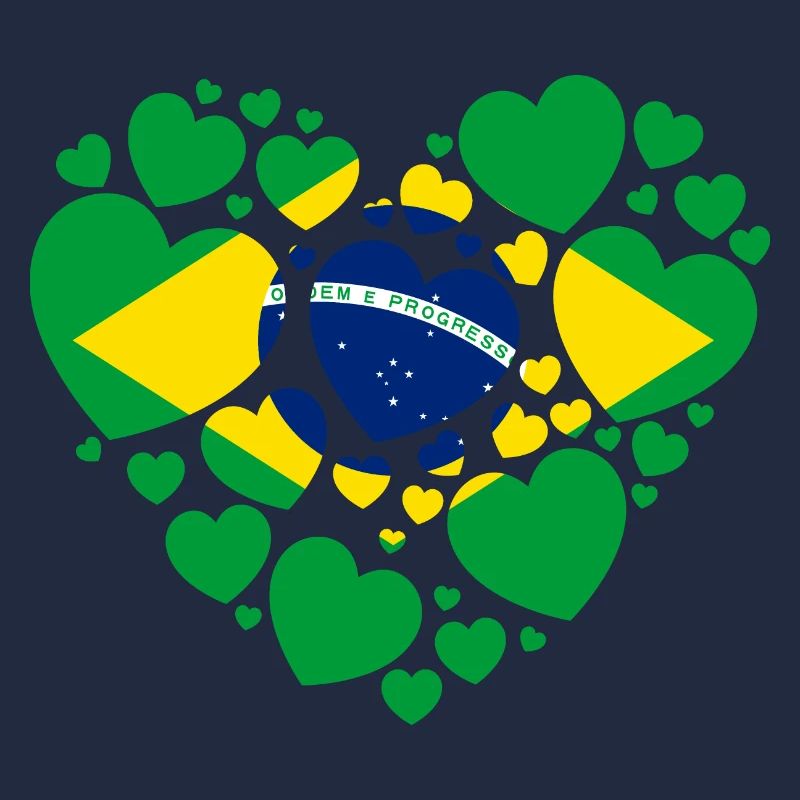 BRÉSIL DRAPEAU COEURS AMOUR