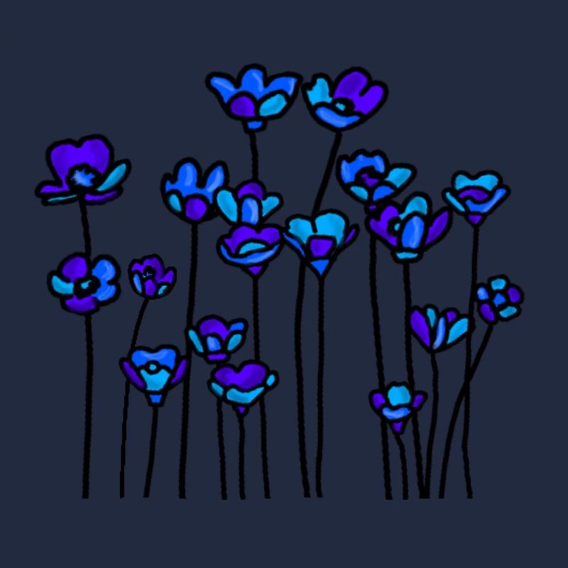 Prairie fleurie bleu noir