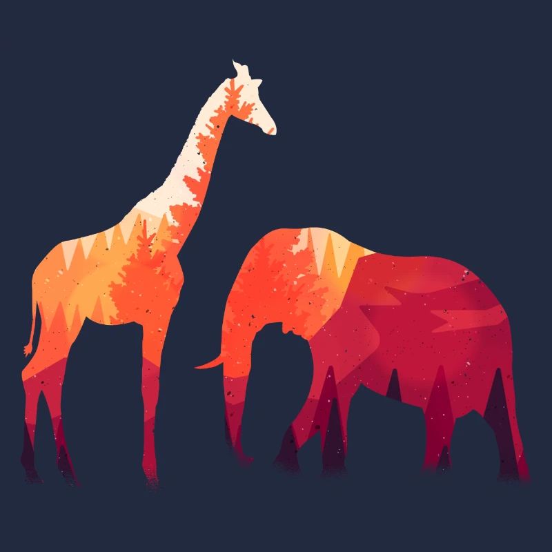 Giraffe Elefant Silhoutte 01 2021