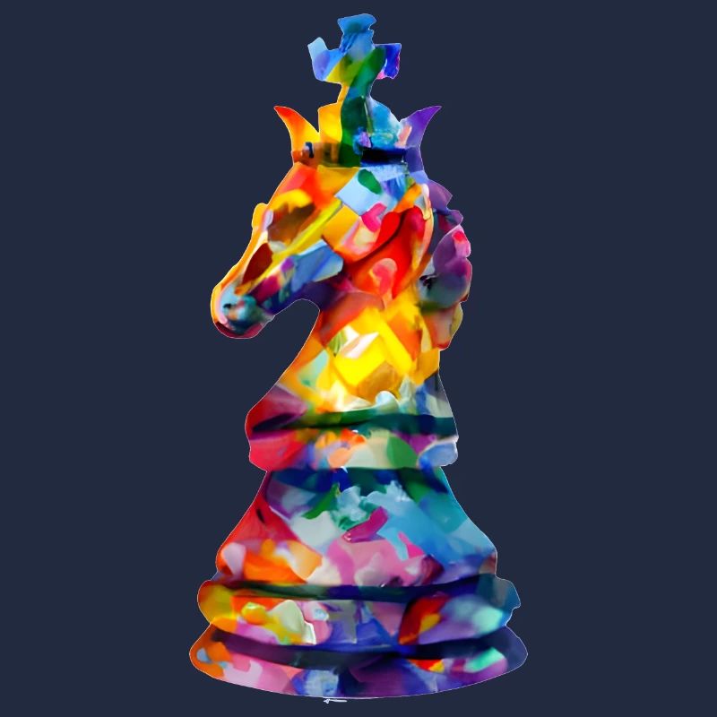 Kunst Schachfigur Pferd als König
