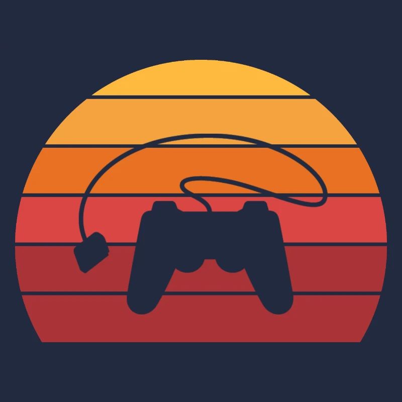 Gamer Controller Sunset Retro Vintage