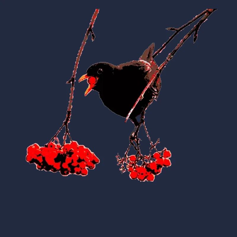 Amsel mit Vogelbeeren