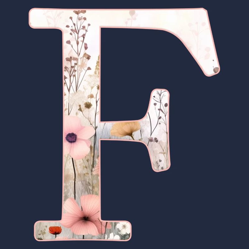 Personalisierbar Monogramm F Blumenmuster