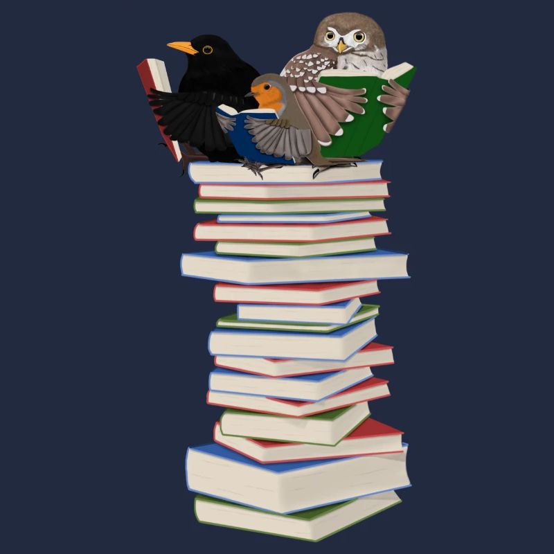 Rotkehlchen Amsel Eule lesen Bücher Vogel