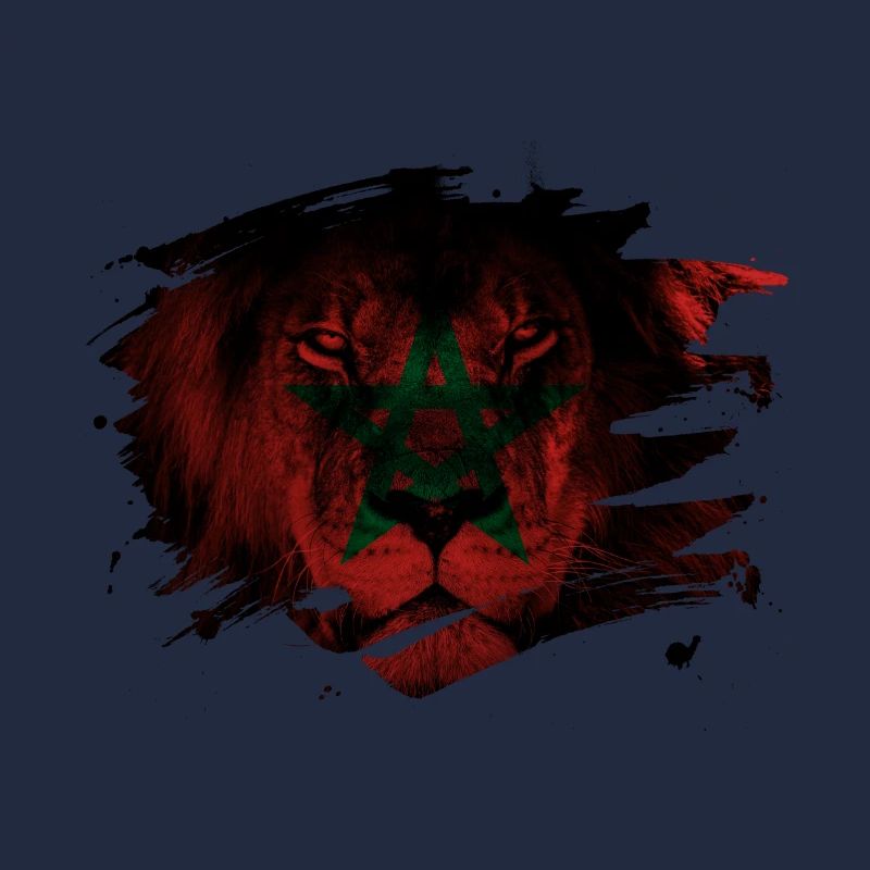 Éclaboussures de peinture drapeau du lion maroc