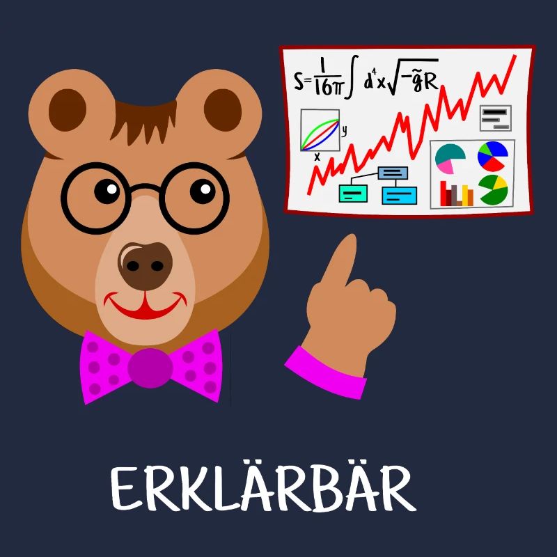Explainer bear, teacher funny bear intelligent, smart