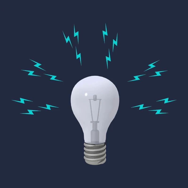 Lightbulb with lightning symbols