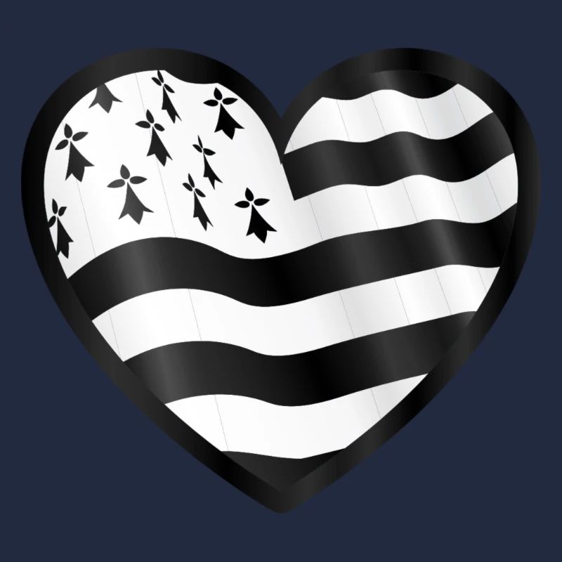 Tshirt bzh drapeau breton dans un coeur,