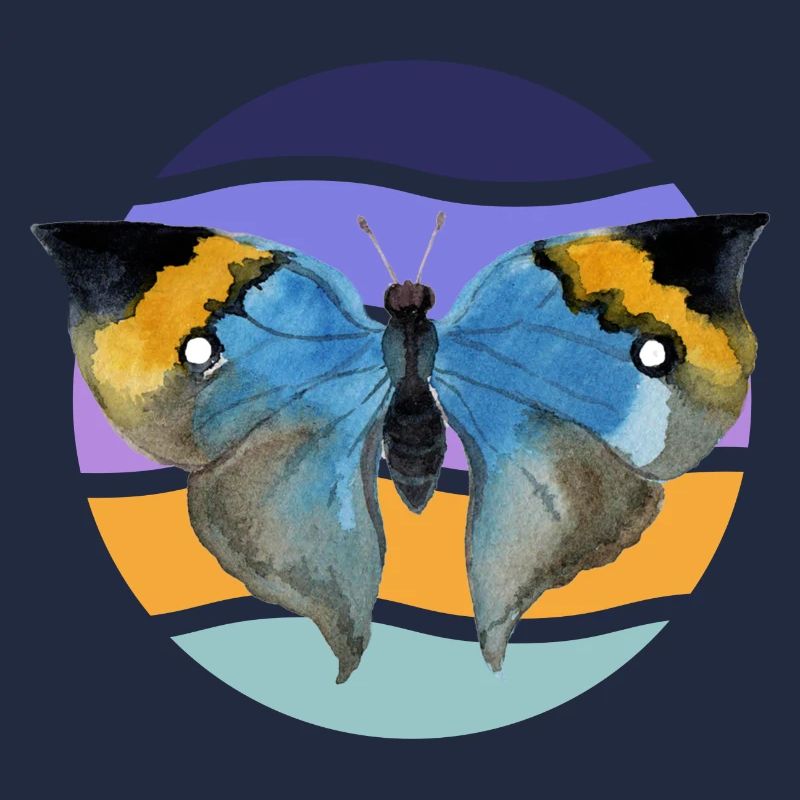 Beau papillon devant un motif de vague