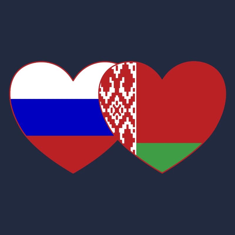 Russie Biélorussie Drapeau Cœur