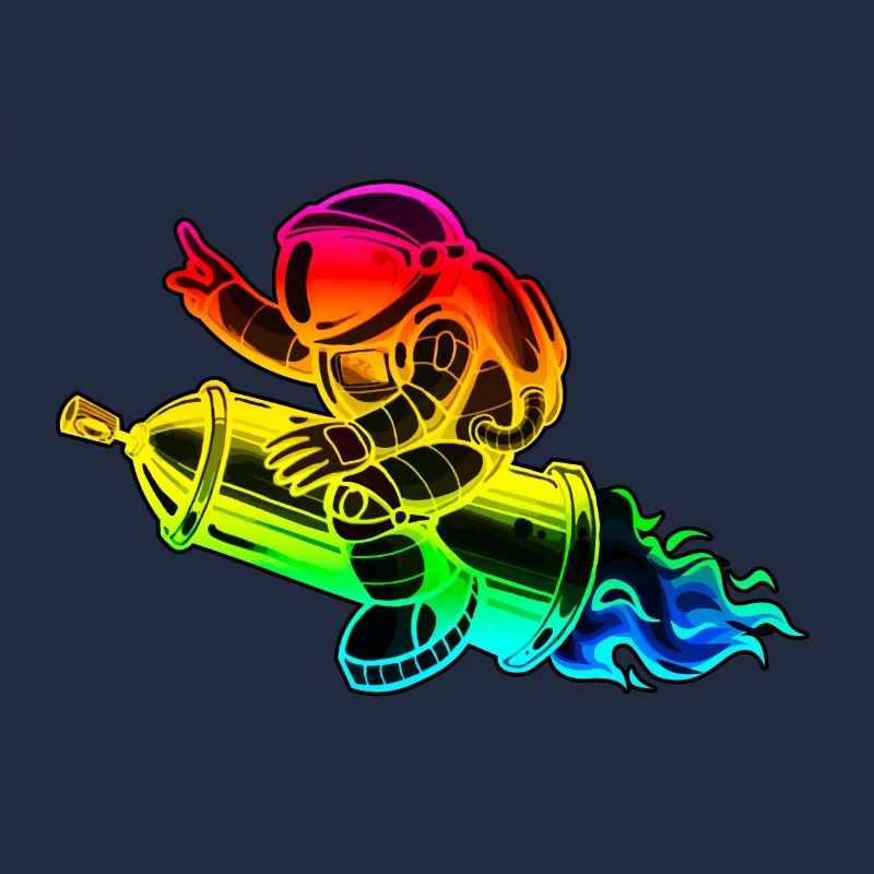Graffiti astronaute avec fusée de bombe aérosol