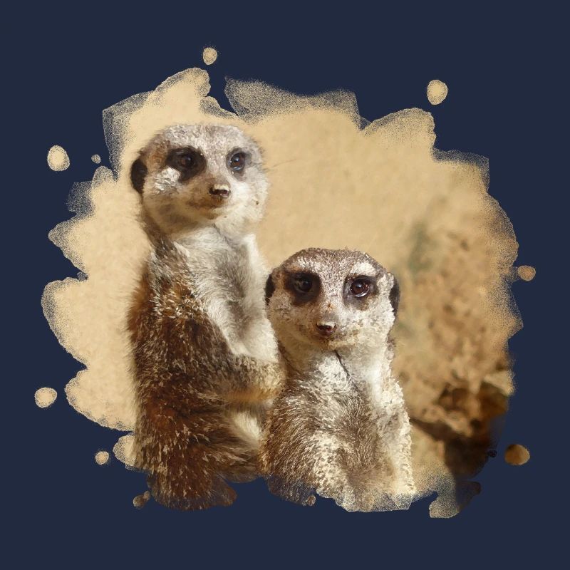 Deux suricates sourient à la caméra.