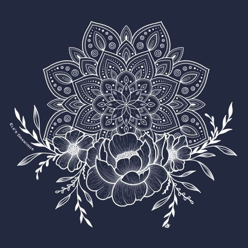 Peony with mandala 2 white