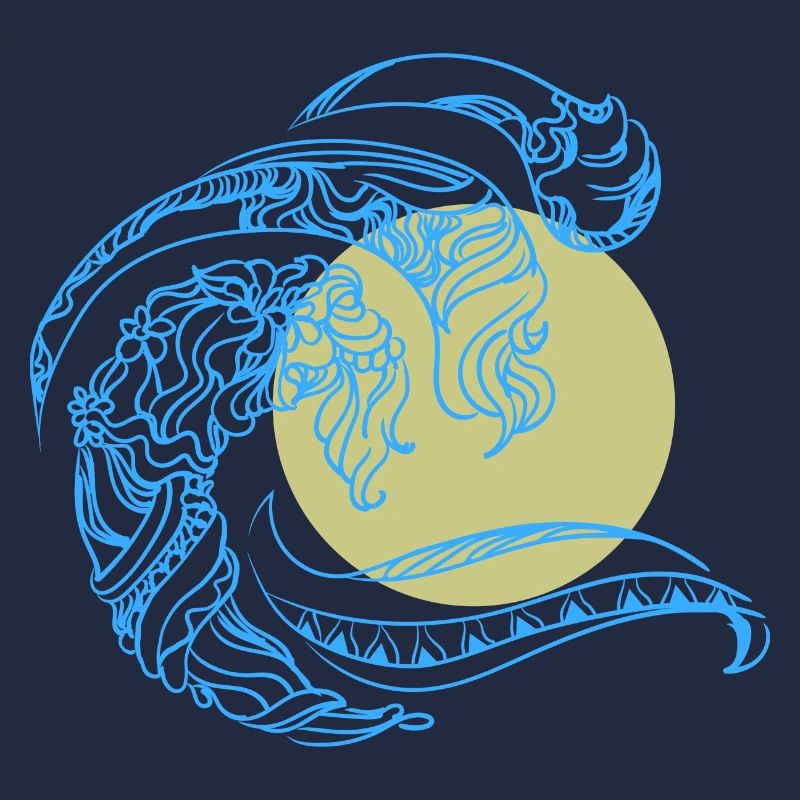 Minimal Design Mandala Wave Sun Trendy Summer