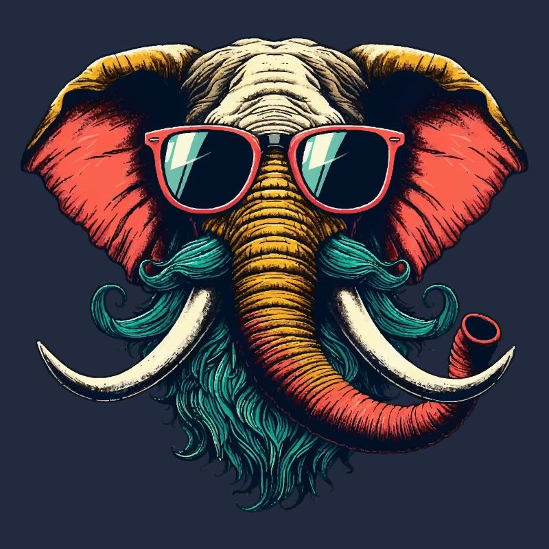 cooler Hipster Elefant Gesicht Mustache Bart