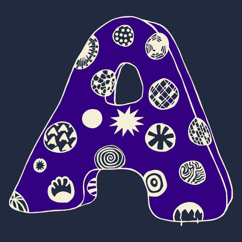 Letter A with character in blue