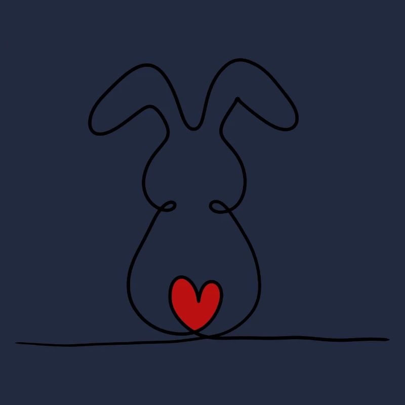 Lapin à une ligne avec queue rouge