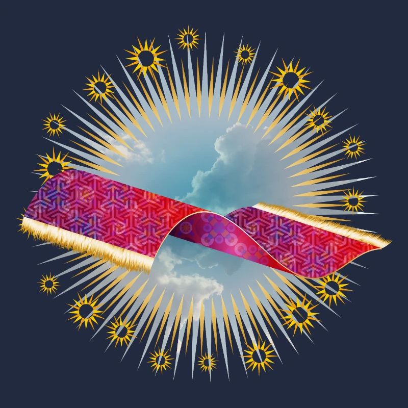 Flying carpet in the clouds