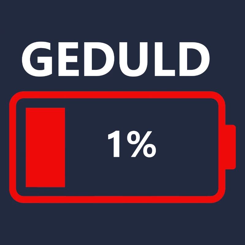 Bitte Geduld ein leeres Akku mit einem Prozent
