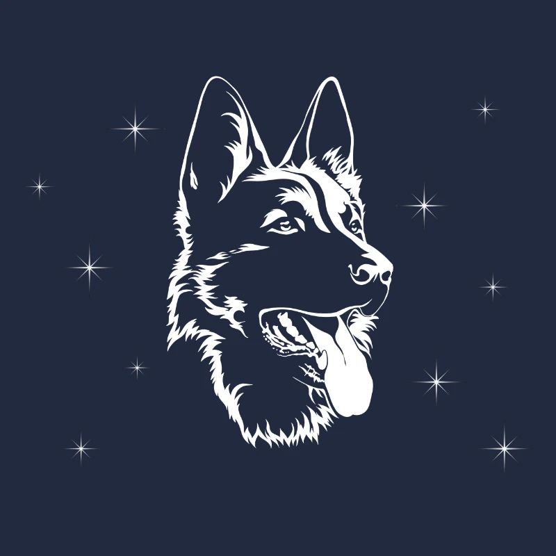 Deutscher Schäferhund mit Sternen