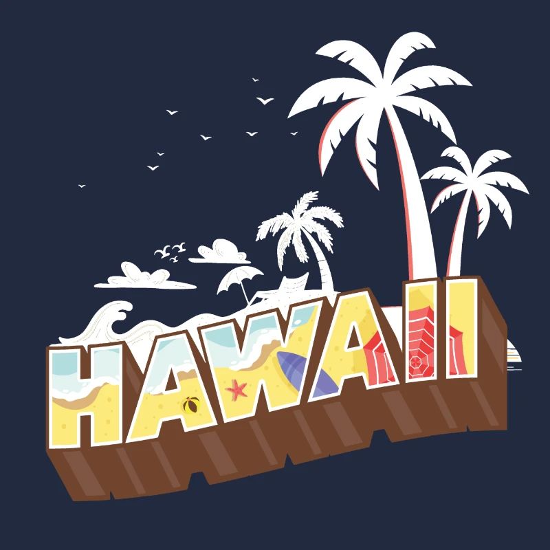 Heure d'été de conception d'Hawaï avec des palmiers