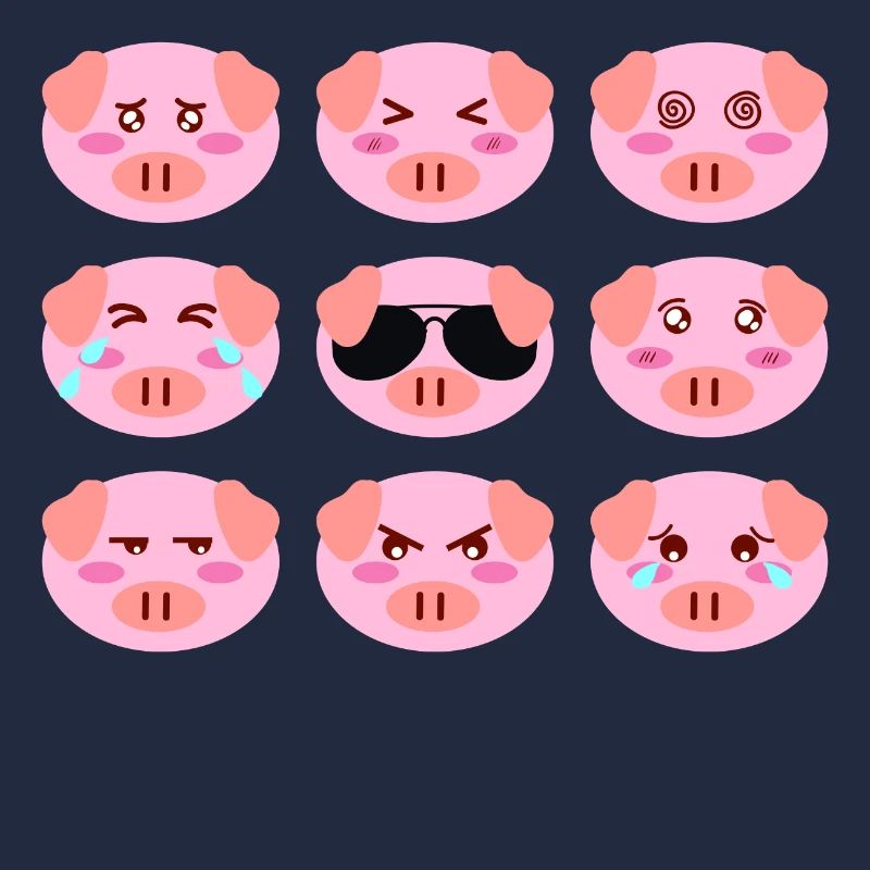 Cool Cochon Rose Humeur Différente Visages De
