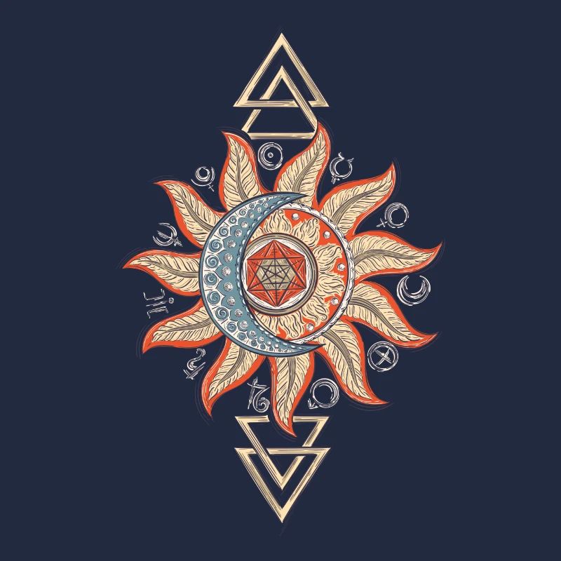 Soleil lune hexagram triangle planète symbole