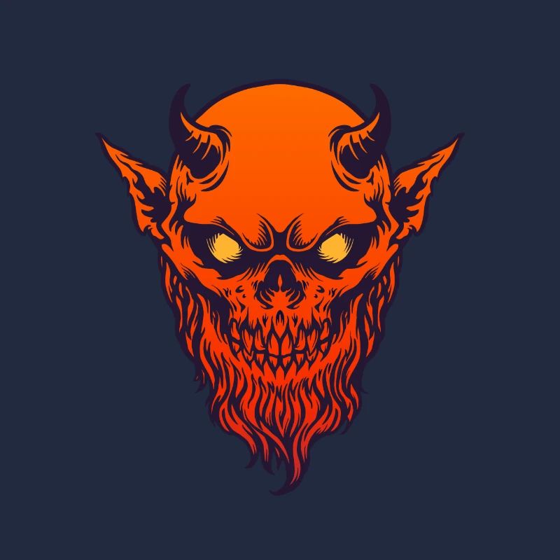 Devil Demon Rot mit Horn und Bart