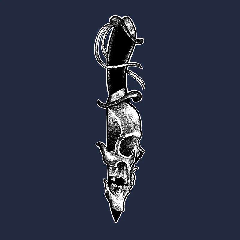Skull in dotwork style knife