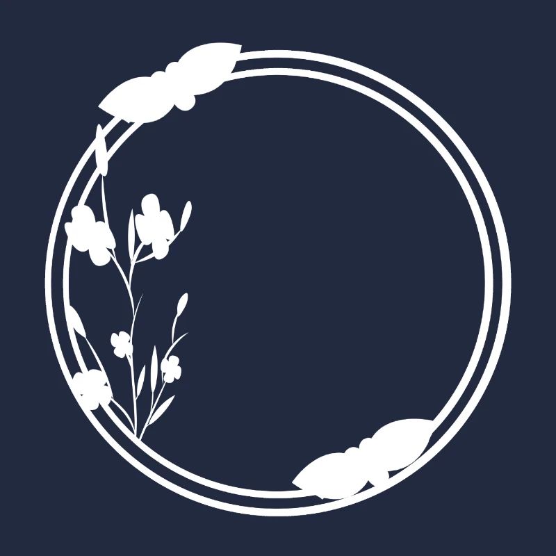 Spring Frame Circle in White Flowers