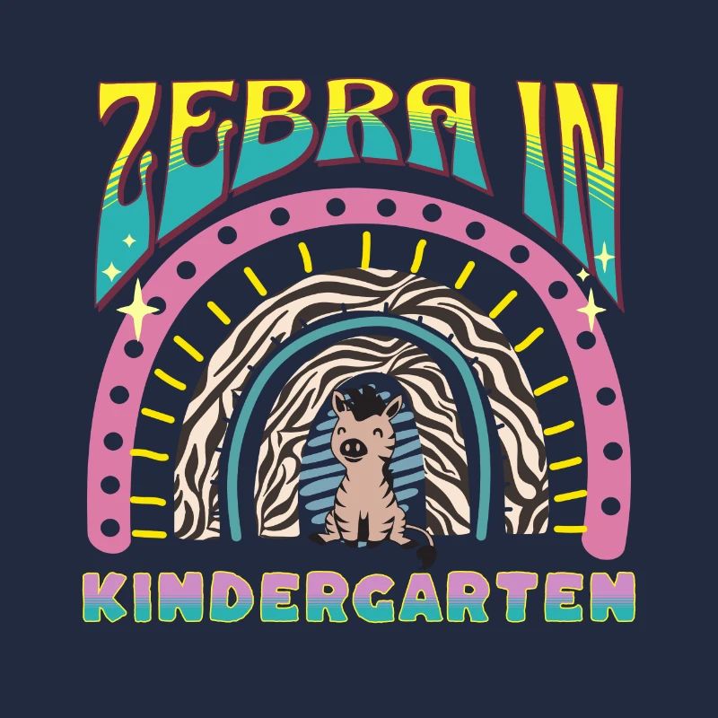 Zebra dans la conception de la patrouille arc-en-ciel de la maternelle