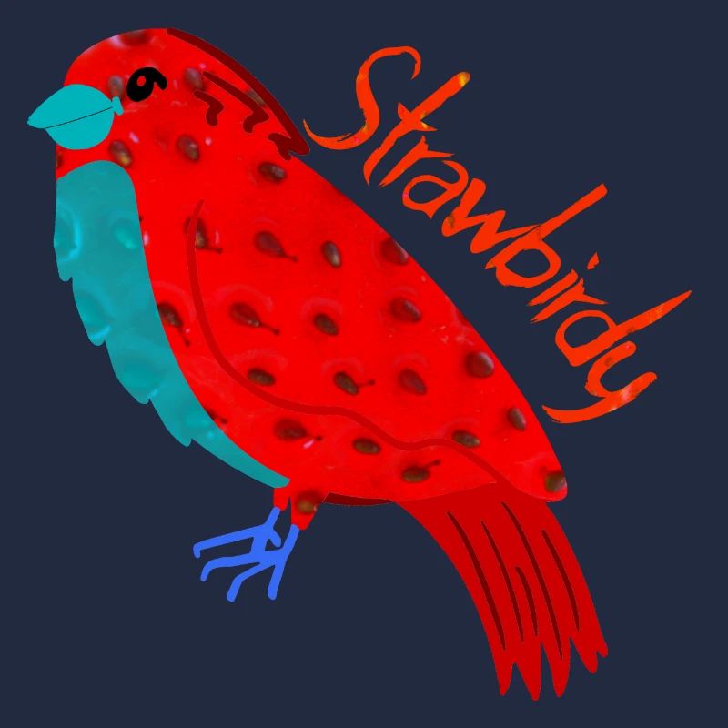 Vogel und Erdbeere. Strohvögel