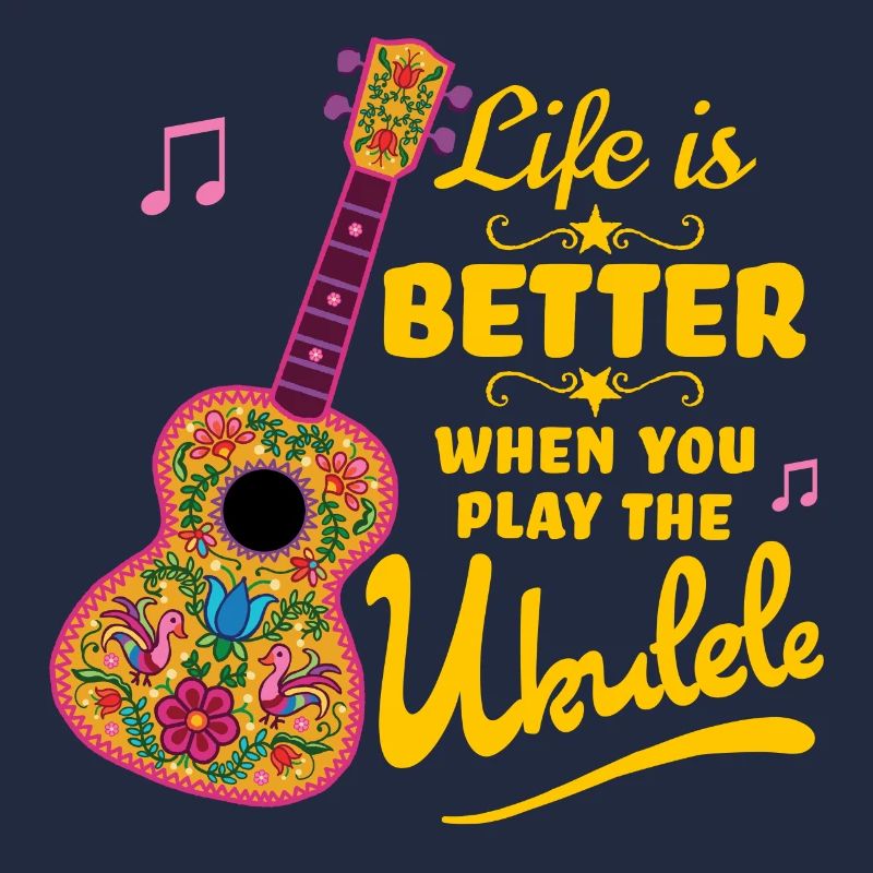 Bunte Ukulele Zitat "Das Leben ist besser"