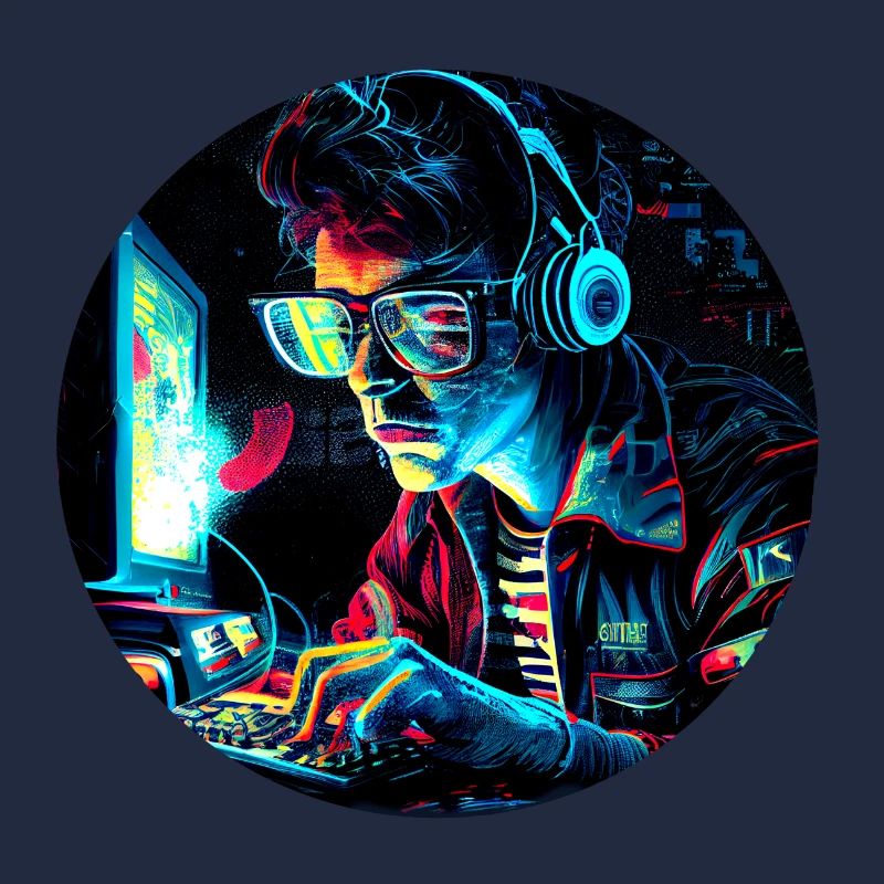 Futuristischer 80er Retro Trash PC Nerd