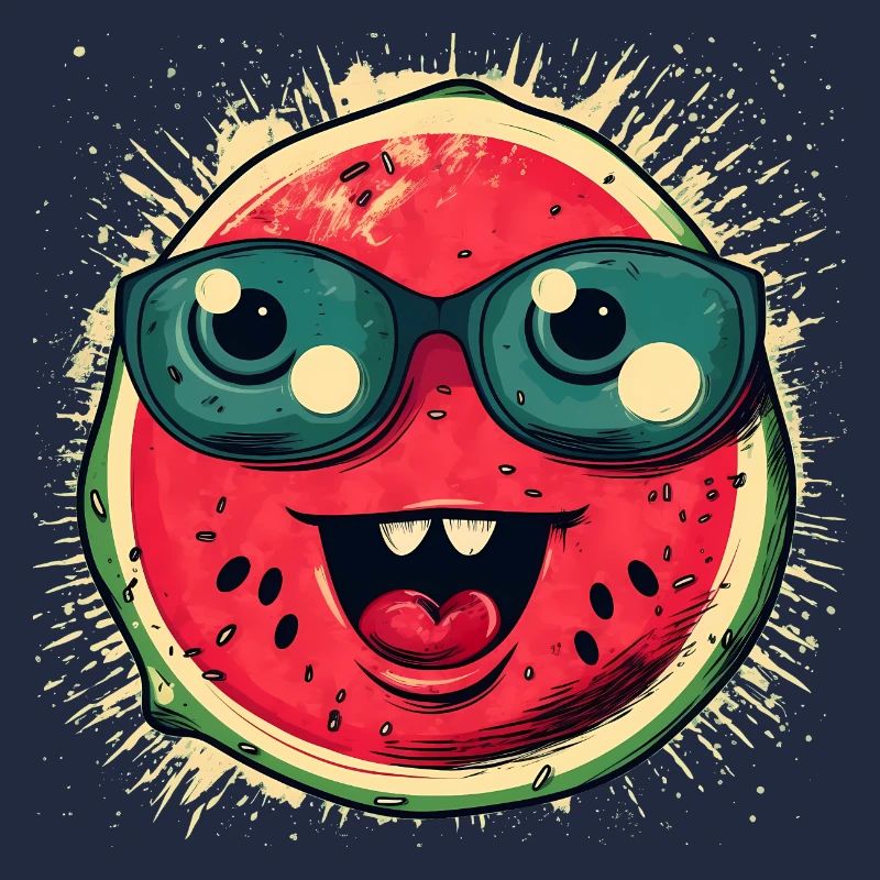 Pastèque juteuse avec lunettes de soleil