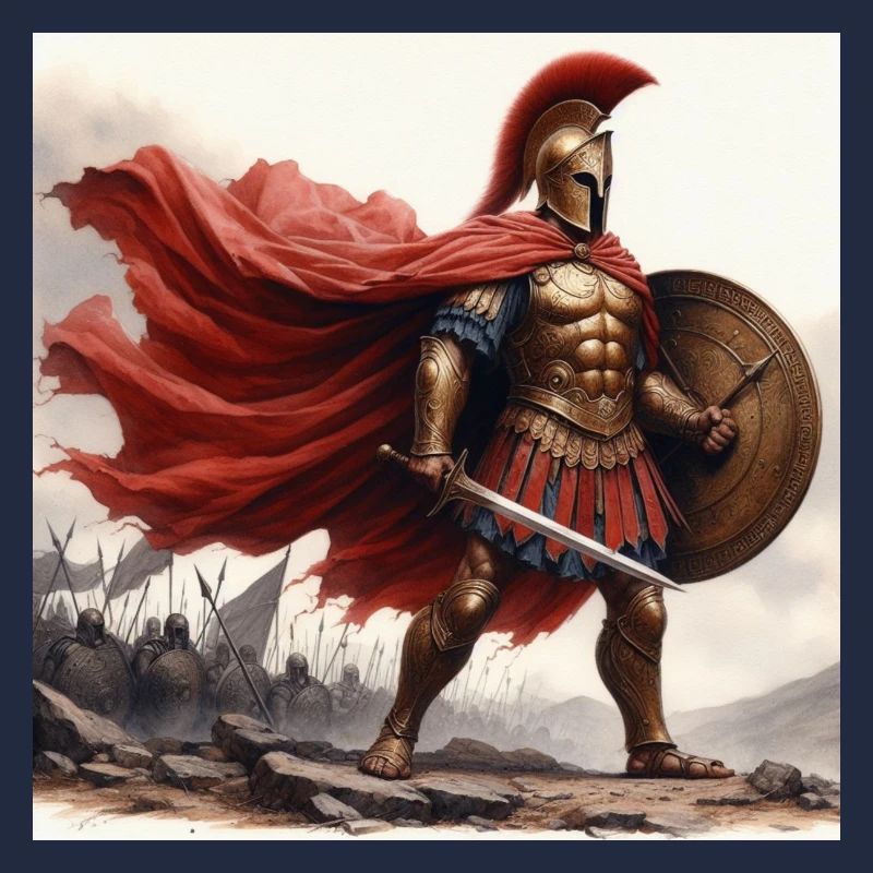 Aquarelle d’hoplite spartiate