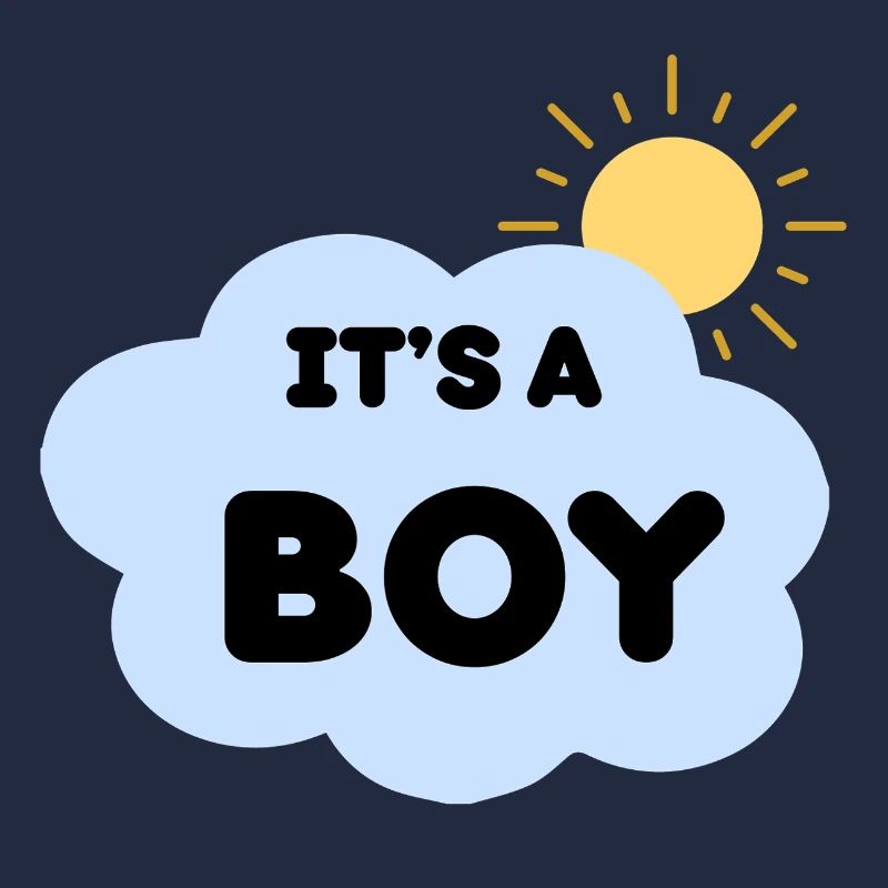 Announcement Birth Boy Cloud Sun it's a Boy