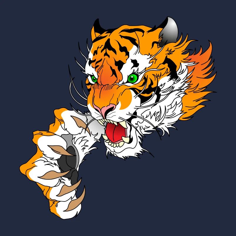 Tiger Kopf mit Pranke