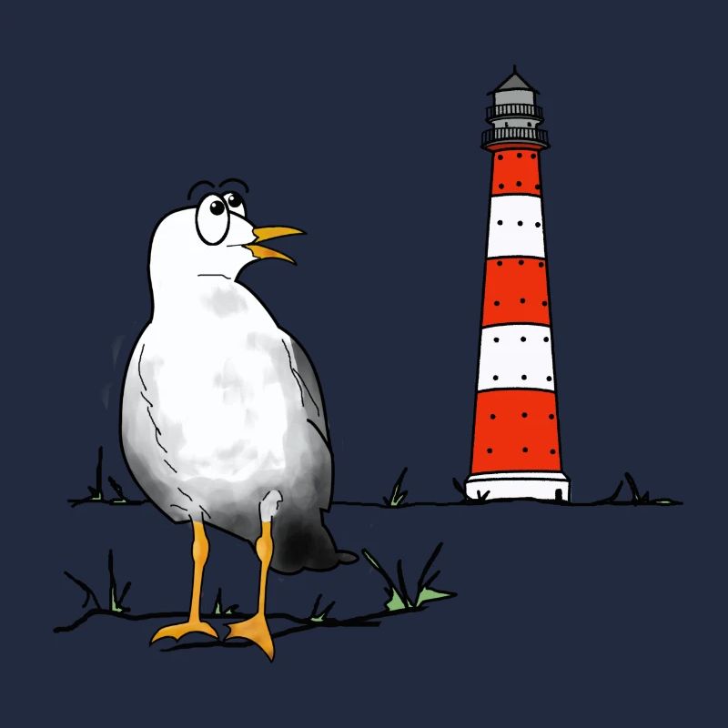 Möwe, Leuchtturm, Meer