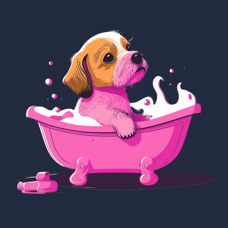 Mignon jeune chien dans la baignoire