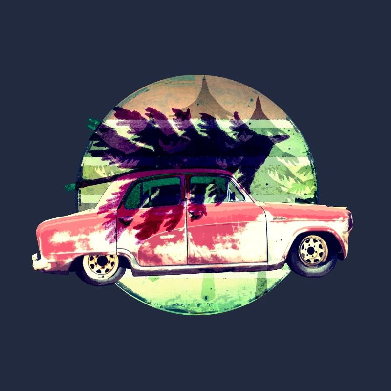 Oldtimer mit Weihnachtsbaum