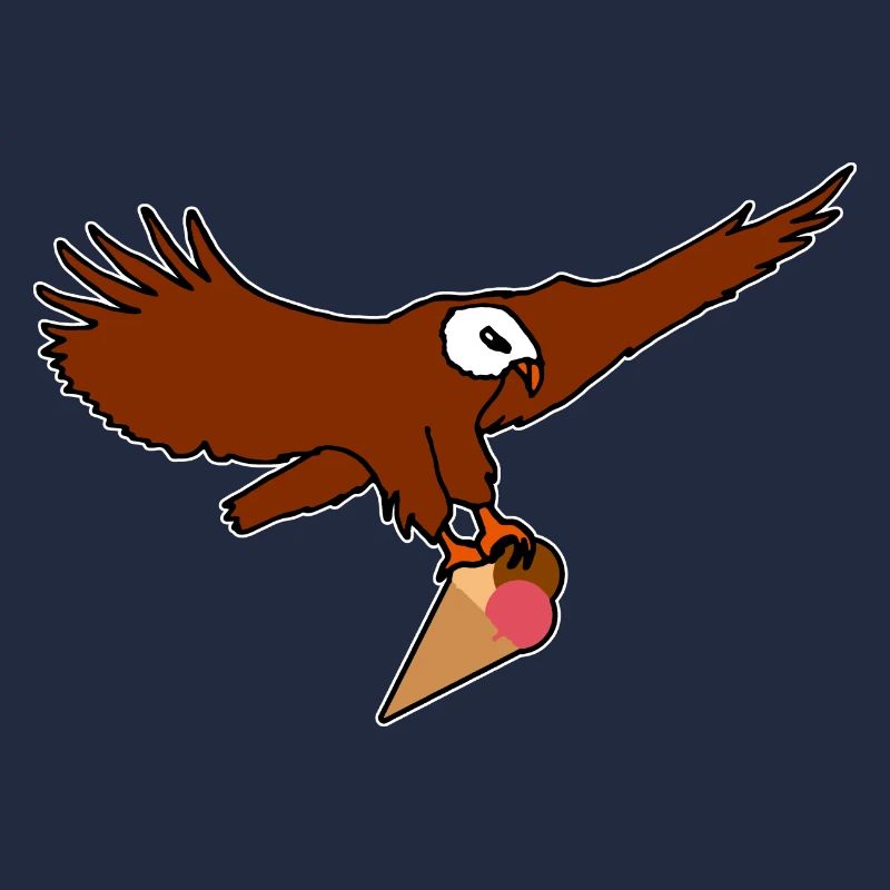 Aigle volant avec cornet de crème glacée